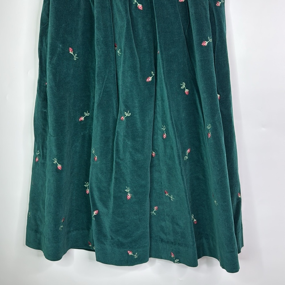 The Eagle's Eye Green Floral Velvet Maxi Skirt Size 8 Hong Kong Cottagecore - Picture 5 of 9